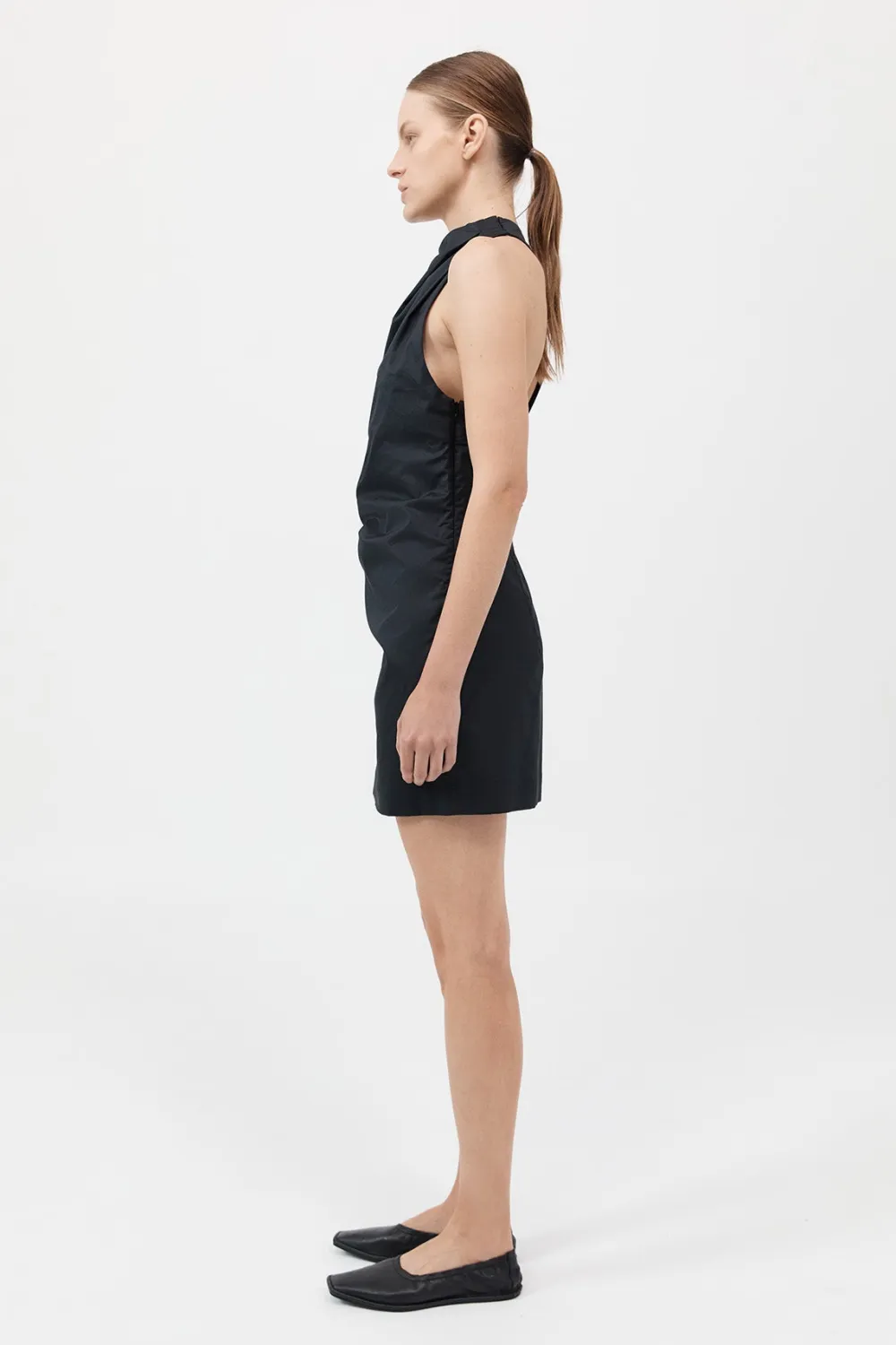 Asymmetric Tuck Mini Dress -|St. Agni Outlet