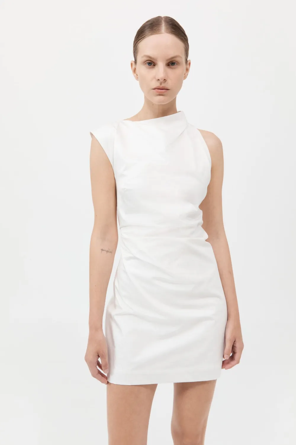 Asymmetric Tuck Mini Dress -|St. Agni New