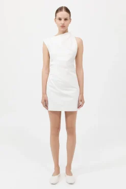 Asymmetric Tuck Mini Dress -|St. Agni New