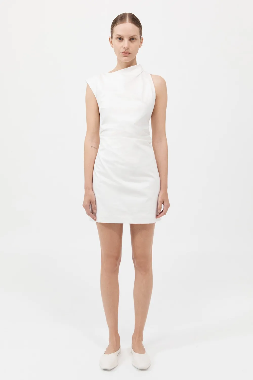 Asymmetric Tuck Mini Dress -|St. Agni New