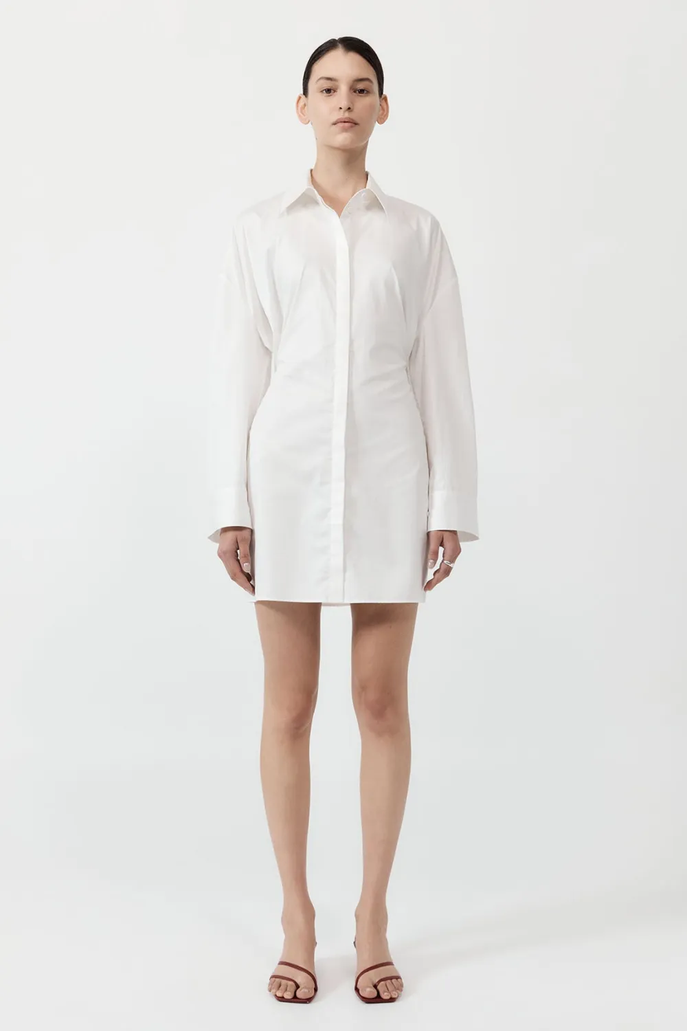 Cotton Oversized Shirt Dress - White|St. Agni Hot