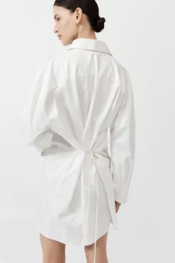 Cotton Oversized Shirt Dress - White|St. Agni Hot