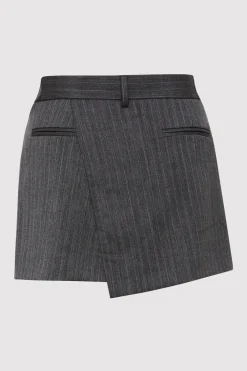 Deconstructed Mini Skirt - Stone Blue Stripe|St. Agni Fashion