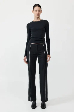 Deconstructed Pinstripe Trousers - Black|St. Agni Cheap