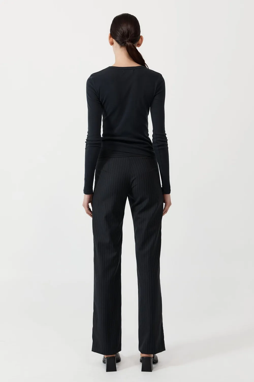 Deconstructed Pinstripe Trousers - Black|St. Agni Cheap