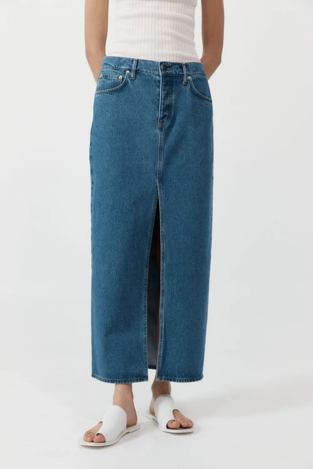 Denim Maxi Skirt -|St. Agni Flash Sale