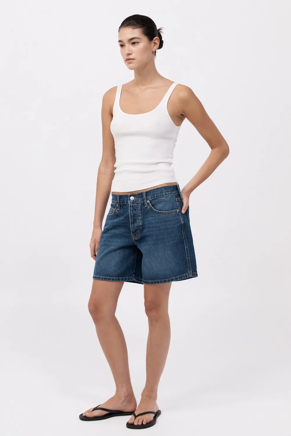Denim Mid Rise Shorts - Indigo|St. Agni Online