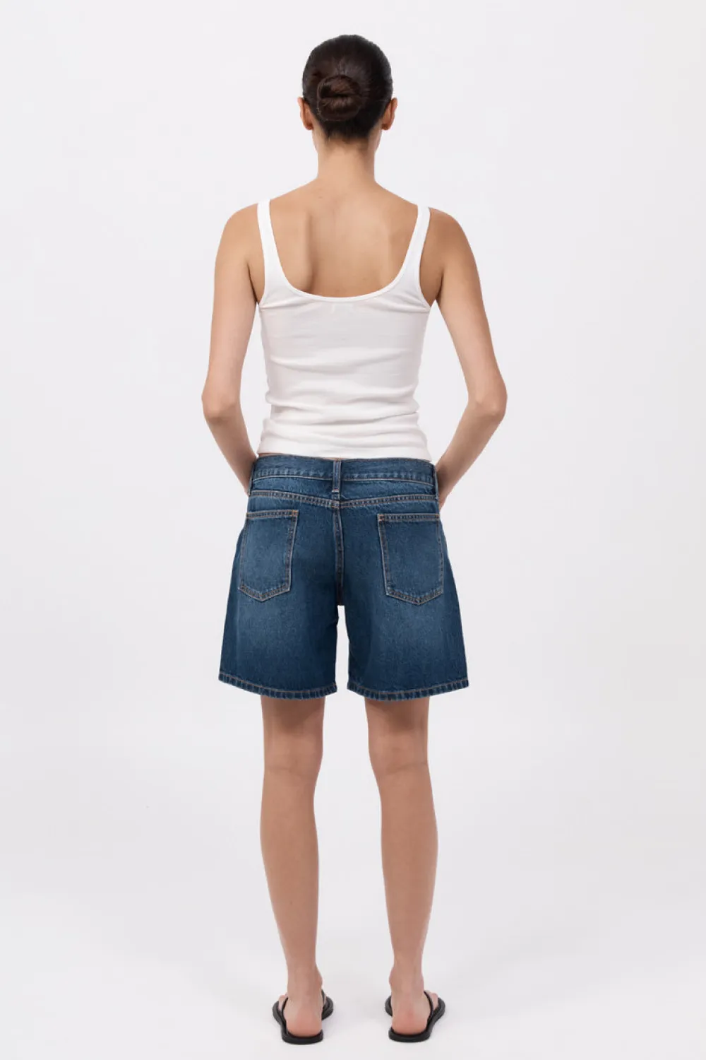 Denim Mid Rise Shorts - Indigo|St. Agni Online