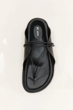 Everyday Tie Up Sandals - Black|St. Agni Fashion