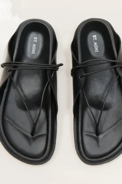 Everyday Tie Up Sandals - Black|St. Agni Fashion