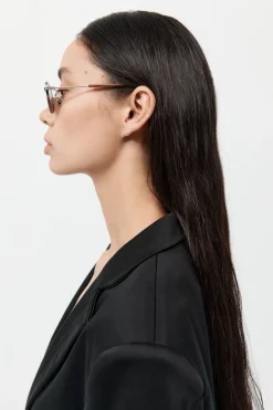 Fine Metal Oval Sunglasses - Chrome/Brown|St. Agni Flash Sale