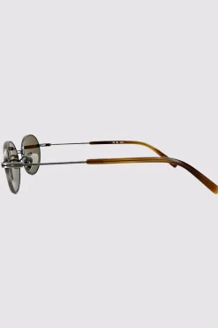 Fine Metal Oval Sunglasses - Chrome/Brown|St. Agni Flash Sale
