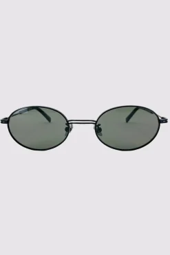 Fine Metal Oval Sunglasses - Black/Grey|St. Agni Outlet
