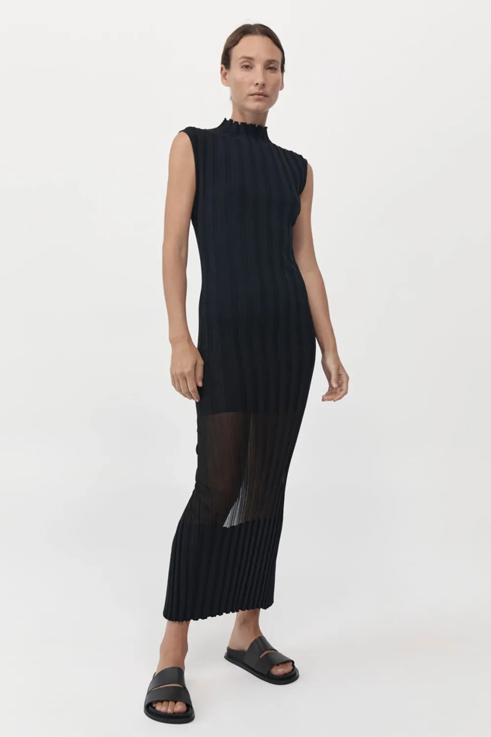 Fine Pleat Knit Dress - Black|St. Agni Best