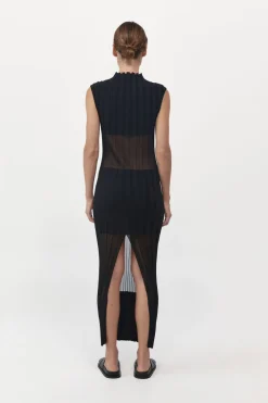 Fine Pleat Knit Dress - Black|St. Agni Best