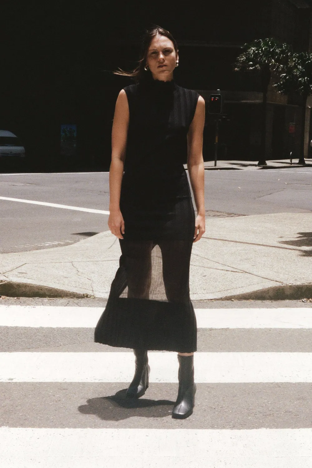 Fine Pleat Knit Dress - Black|St. Agni Best