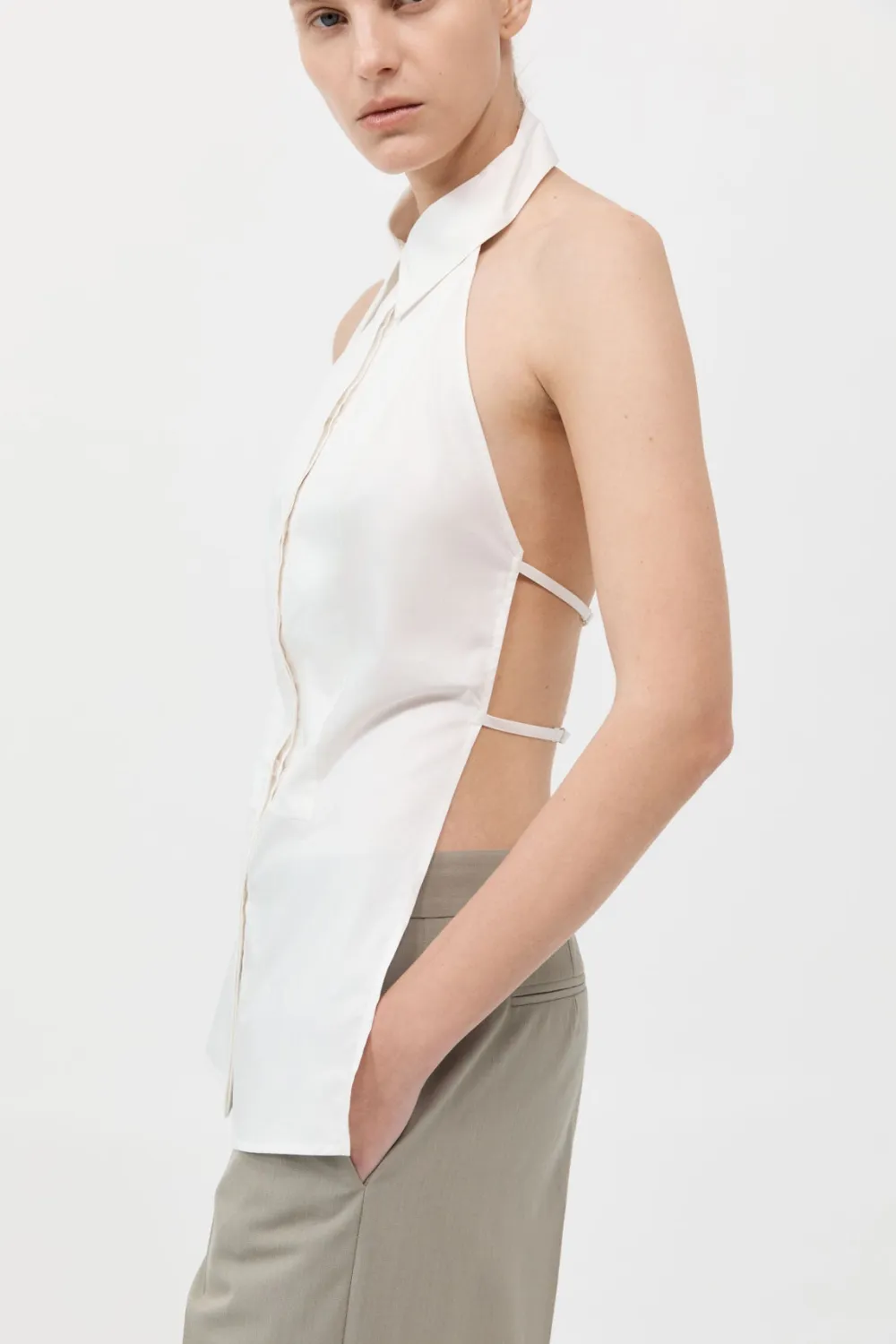 Halter Shirt - White|St. Agni Discount