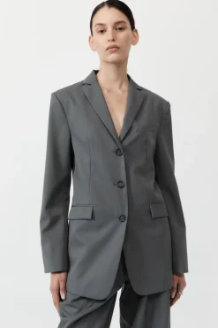 Homme Belted Blazer - Pewter Grey|St. Agni Online