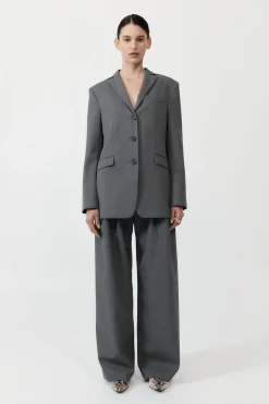 Homme Belted Blazer - Pewter Grey|St. Agni Online