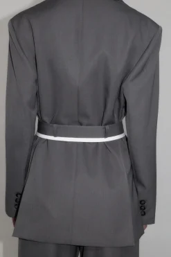 Homme Belted Blazer - Pewter Grey|St. Agni Online