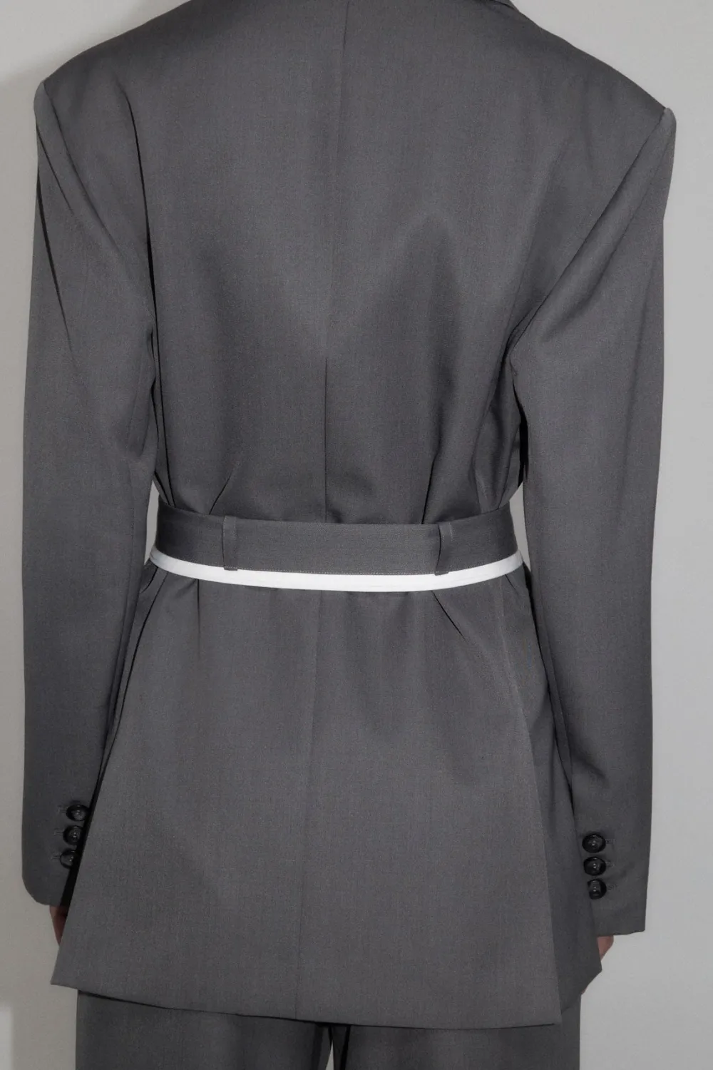 Homme Belted Blazer - Pewter Grey|St. Agni Online