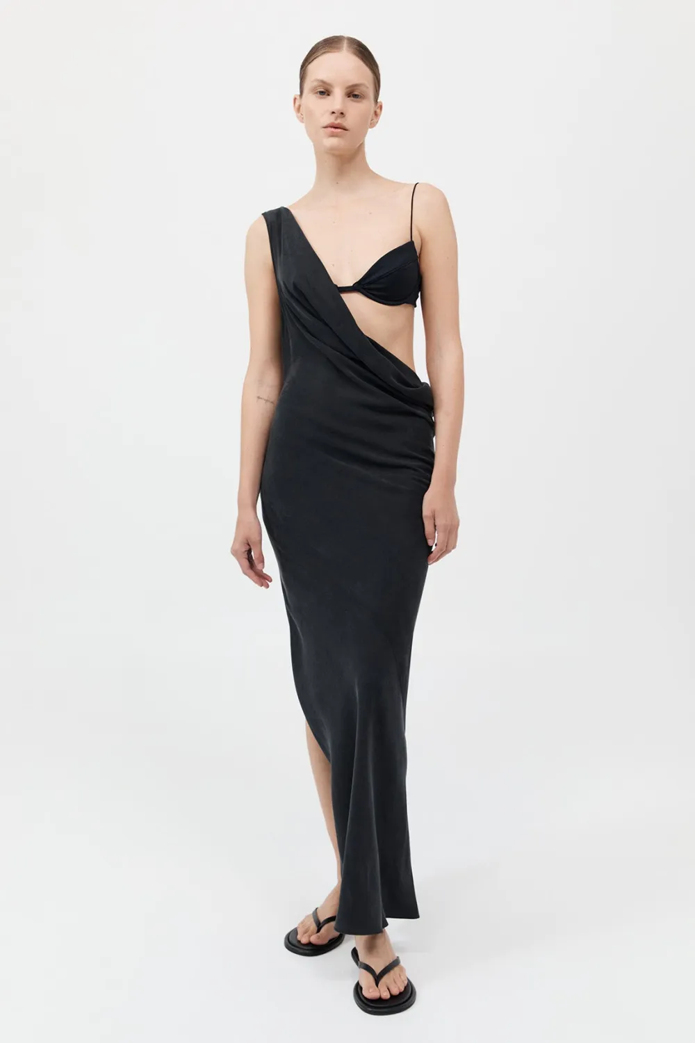 Layered Drape Dress - Black|St. Agni Sale