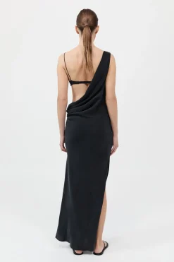 Layered Drape Dress - Black|St. Agni Sale