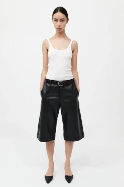 Leather Bermuda Shorts - Black|St. Agni Clearance