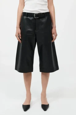Leather Bermuda Shorts - Black|St. Agni Clearance