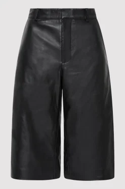 Leather Bermuda Shorts - Black|St. Agni Clearance
