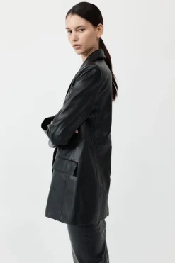 Leather Blazer - Black|St. Agni Outlet