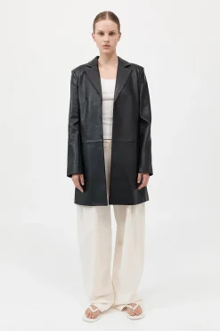 Leather Longline Jacket -|St. Agni Clearance
