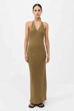 Linen Bias Halter Dress -|St. Agni Best Sale