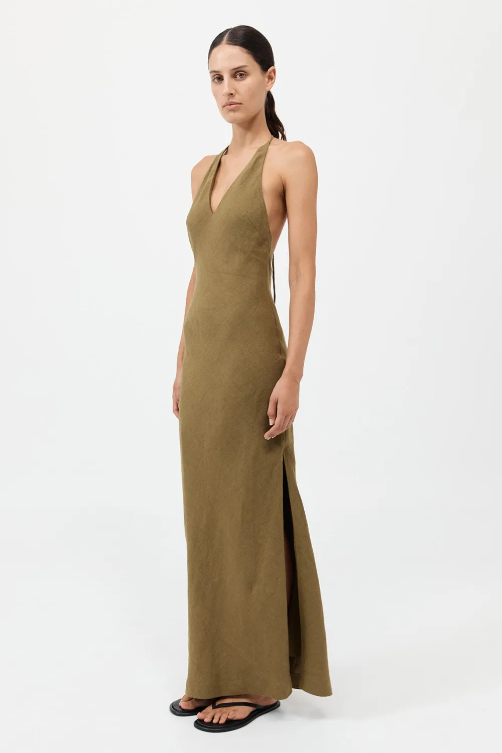 Linen Bias Halter Dress -|St. Agni Best Sale