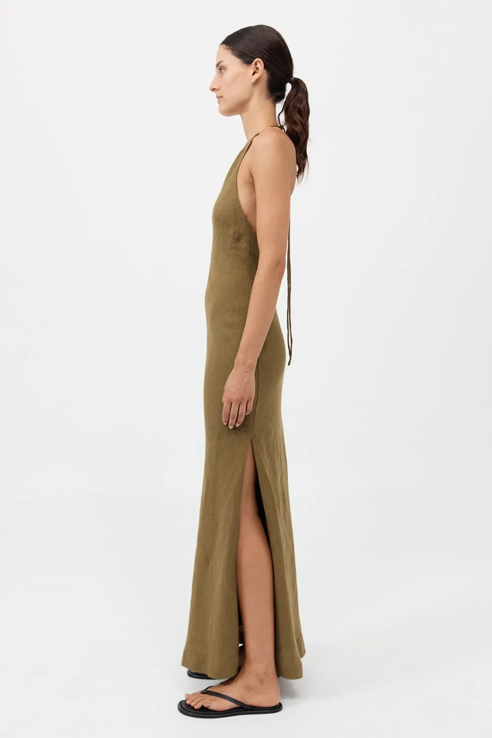 Linen Bias Halter Dress -|St. Agni Best Sale