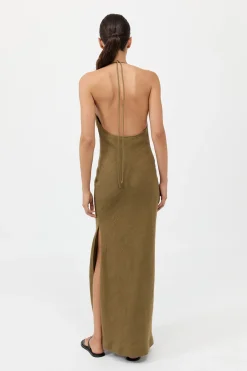 Linen Bias Halter Dress -|St. Agni Best Sale