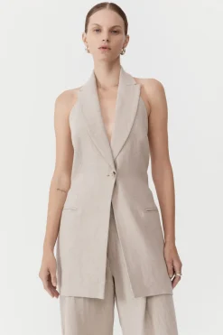 Linen Helm Vest - Natural|St. Agni Best