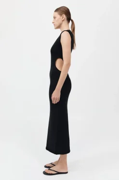 Linen Silk Blend Cut Out Dress -|St. Agni Outlet