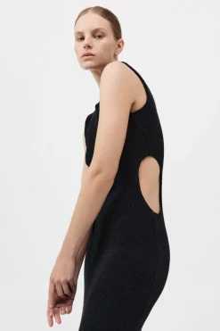 Linen Silk Blend Cut Out Dress -|St. Agni Outlet