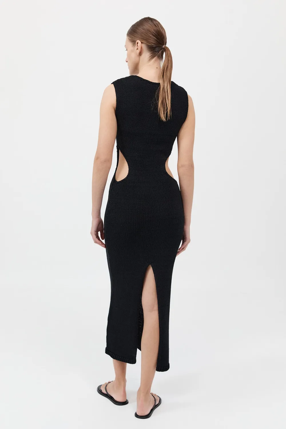 Linen Silk Blend Cut Out Dress -|St. Agni Outlet