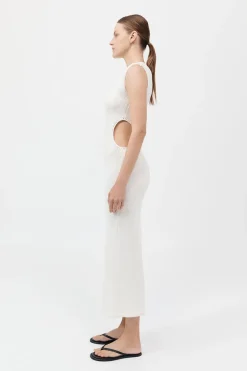 Linen Silk Blend Cut Out Dress -|St. Agni Outlet