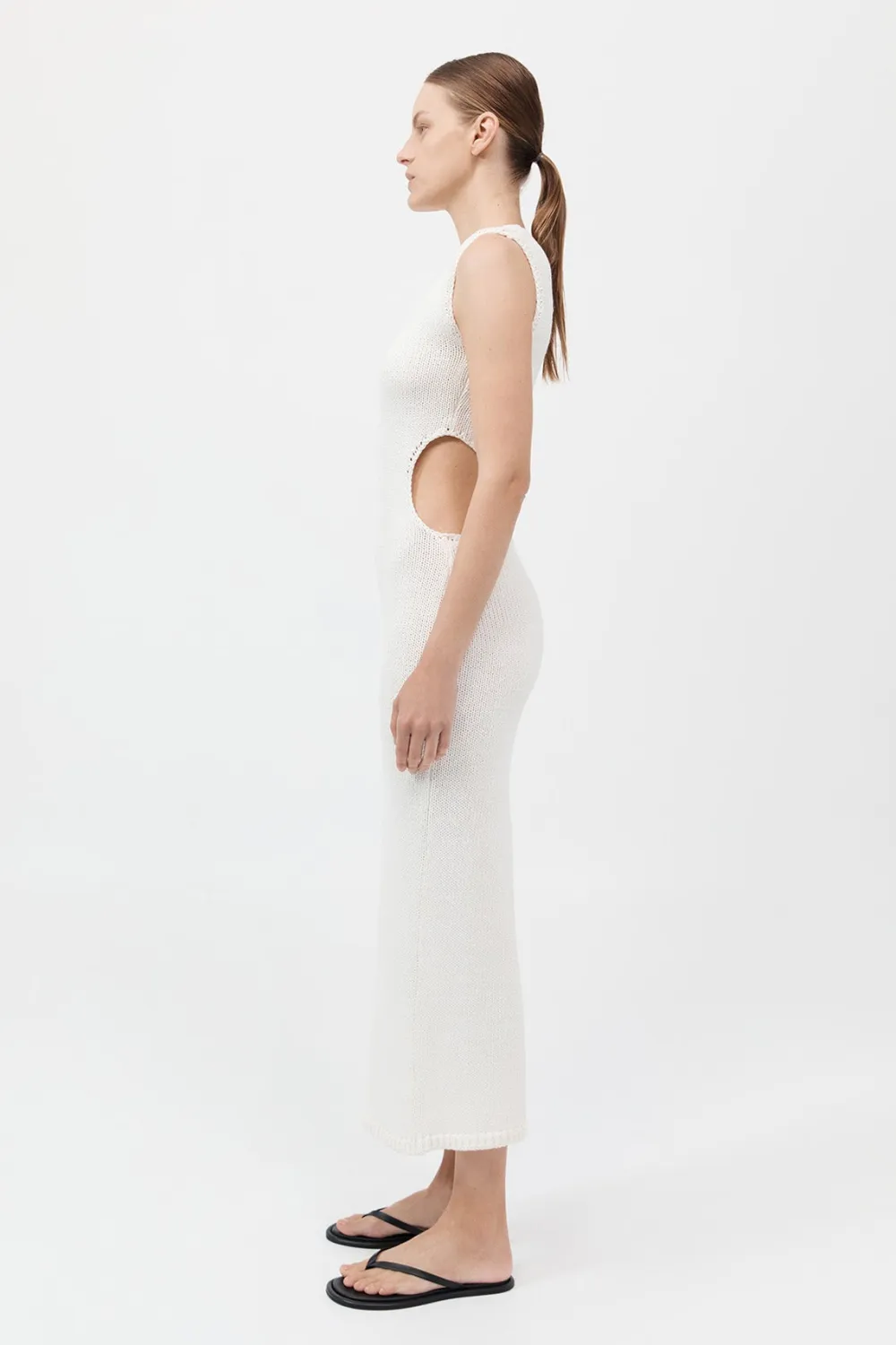 Linen Silk Blend Cut Out Dress -|St. Agni Outlet