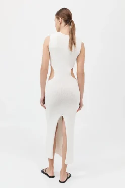 Linen Silk Blend Cut Out Dress -|St. Agni Outlet