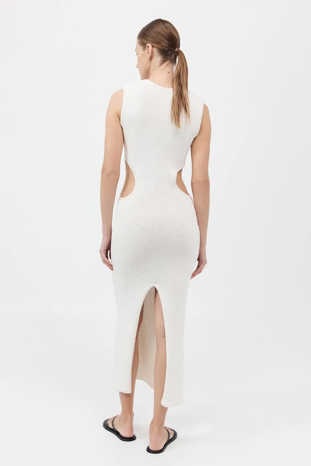 Linen Silk Blend Cut Out Dress -|St. Agni Outlet