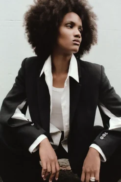 Linen Split Sleeve Blazer -|St. Agni Best Sale