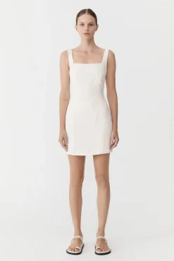 Linen Square Neck Mini Dress -|St. Agni Clearance