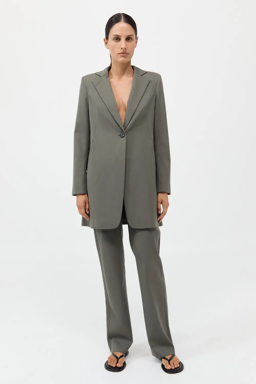 Longline Jacket - Smokey Olive|St. Agni Clearance