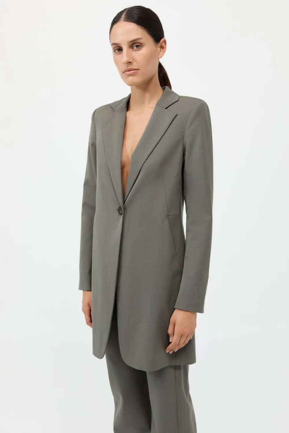 Longline Jacket - Smokey Olive|St. Agni Clearance