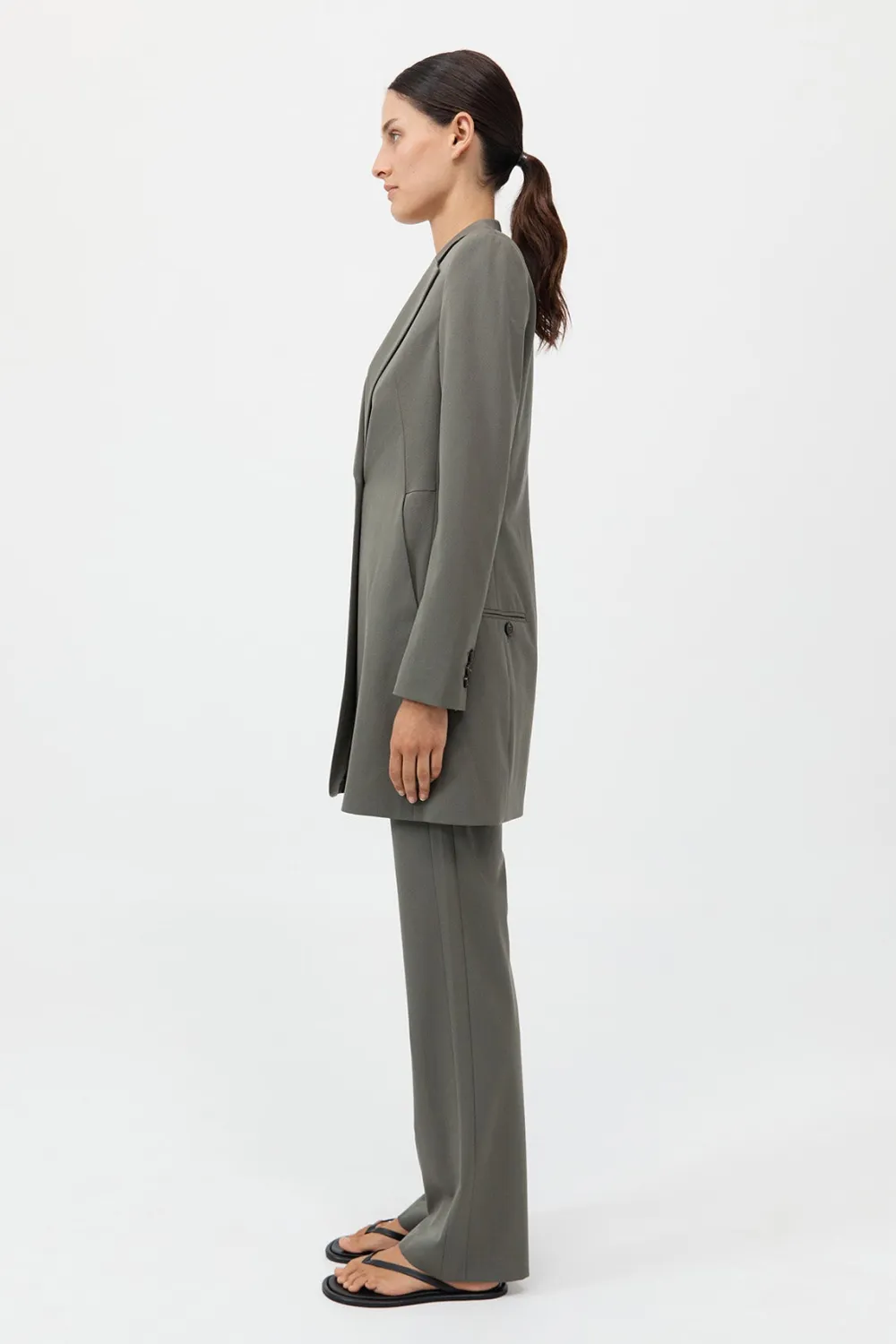 Longline Jacket - Smokey Olive|St. Agni Clearance