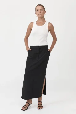 Low waisted Tailored Skirt - Black|St. Agni Clearance